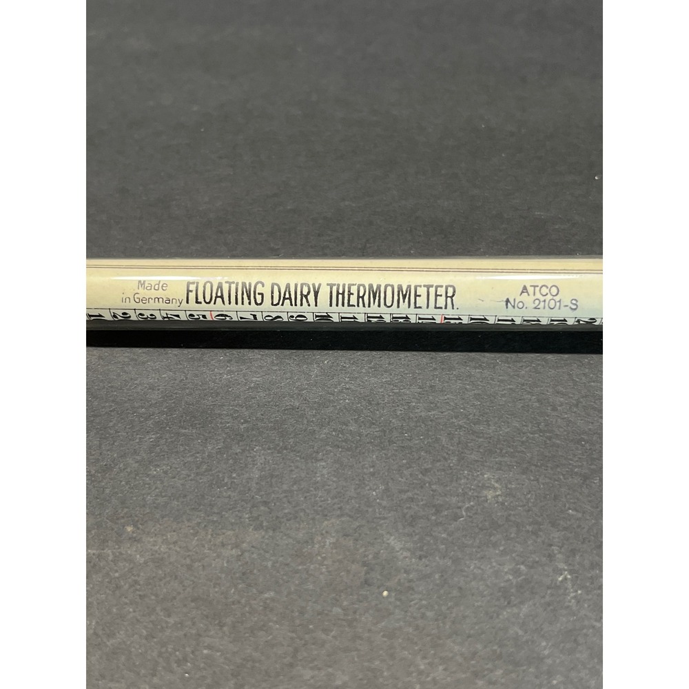 Vintage ATCO No 2101-S Floating Dairy Thermometer Made in Germany Glass 230F